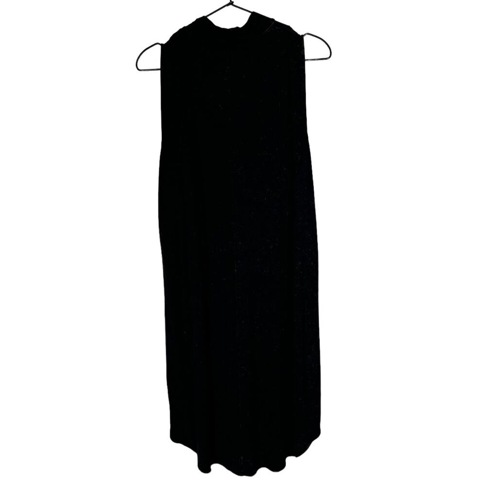 Lilla‎ P Black Stonewashed Sleeveless Midi Jersey Knit Mock Neck Dress Medium - Picture 5 of 7